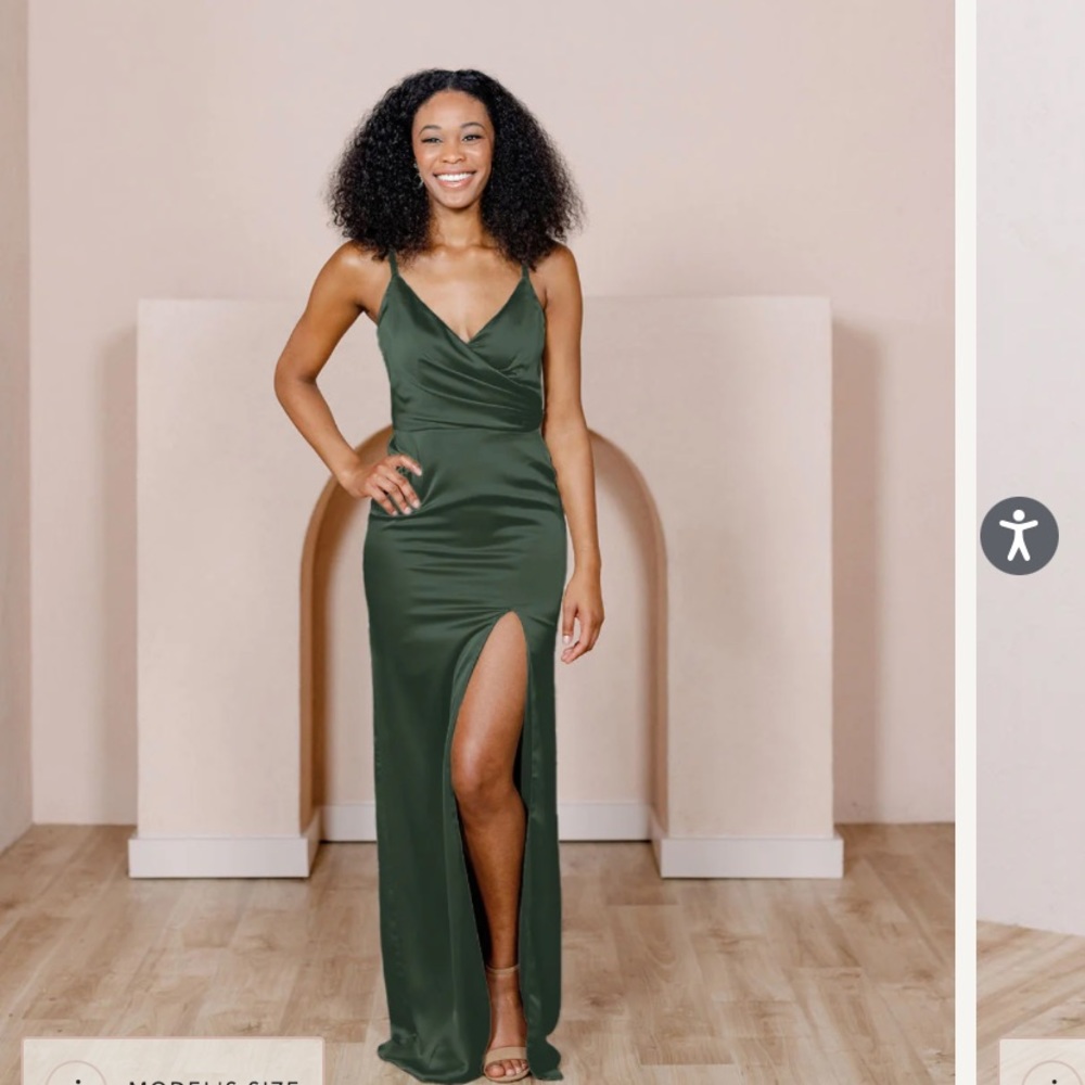 Revelry Rava Satin Dress in Deep Olive size 0